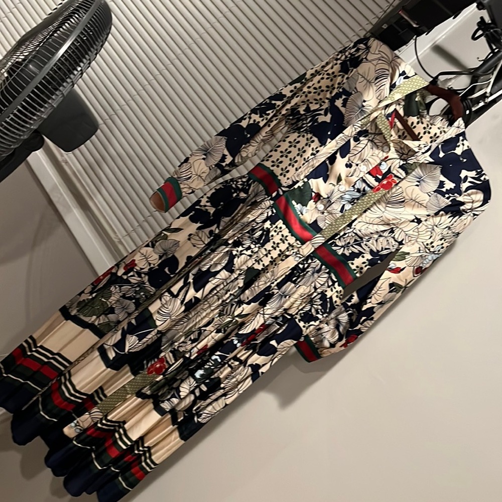 Designer Inspired Printed Long Sleeve Maxi Dress
